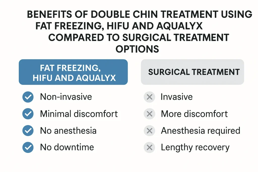 Graphic about the benefits of double chin treatment Wednesbury - from LA LIPO