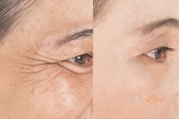 Before and after results of woman - HI-fu wrinkles reduction treatment Wednesbury